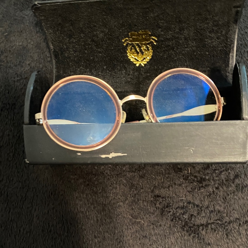 Wildfox Rose Gold Frame Sunglasses with Blue Lenses